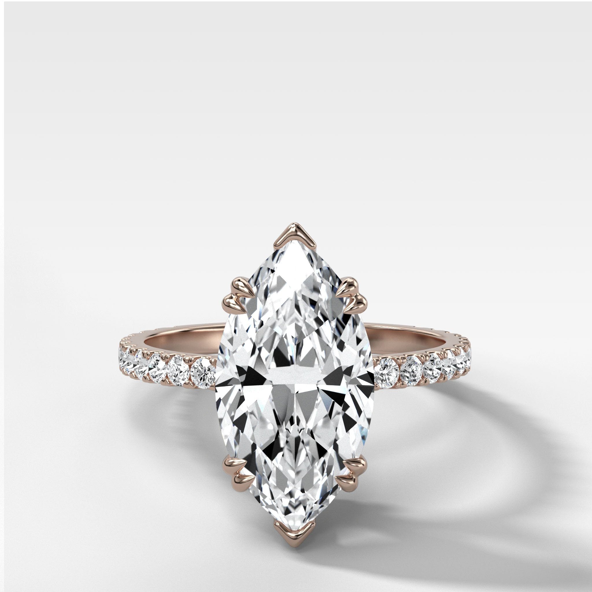Signature Pavé Engagement Ring With North South Marquise Cut Diamond